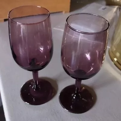 Buy Vintage Purple Amethyst Small Wine Glasses Stemware 6” Set Of 2, 6 Ounces • 18.02£
