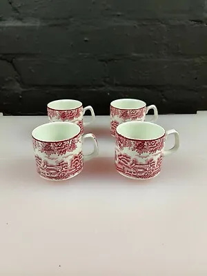 Buy 4 X Enoch Woods English Scenery Pink Replacement Coffee Cups / Cans 6.3 Cm Set • 19.99£