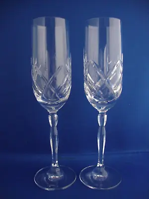 Buy 2 X Royal Doulton Crystal Daily Mail Champagne Flutes Glasses (1) • 19.95£