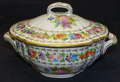 Buy C. Ahrenfeldt Limoges Covered Veg. Bowl Hand Painted Floral Gold Cowell Hubbard • 240.94£