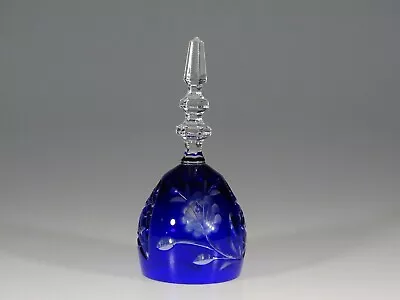 Buy German Glass Cobalt Blue Lead Crystal Bell Floral & Geometric With Label C.1965 • 37.85£