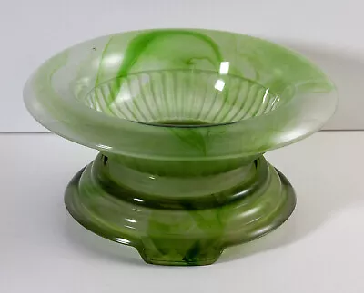 Buy Vintage 1930s Art Deco George Davidson 7  Green Cloud Glass Bowl & Plinth Base • 12.50£