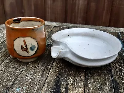 Buy Vintage Japanese Studio Pottery Shoji Hamada Style Tea Cup  & Ash Glaze Tea Bowl • 29.99£