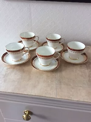 Buy Vintage Duchess Bone China Teaset (Winchester) 5 Cups&Saucers Burgundy/Gold • 27£