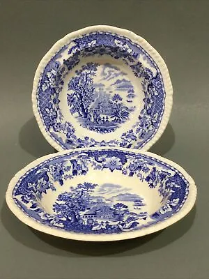 Buy Vintage Blue & White China Woods Ware “ Seaforth “ 2 X Fruit Saucers • 12.95£
