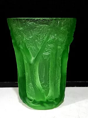 Buy Rare 1930's Josef Inwald Glassworks Barolac Green Satin Czech Glass Forest Vase • 585.30£