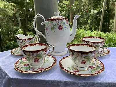 Buy Narcissus Bell Fine Bone China English Coffee Teapot Jug Sugar Bowl Cup Saucers • 68.84£