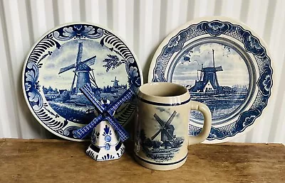 Buy Vintage Delft Ware Plates Windmill Chemkera OTS • 15.24£