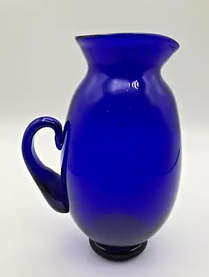 Buy Handcrafted Vintage Cobalt Blue Glass Milk/Cream Jug In Excellent Condition. • 28£