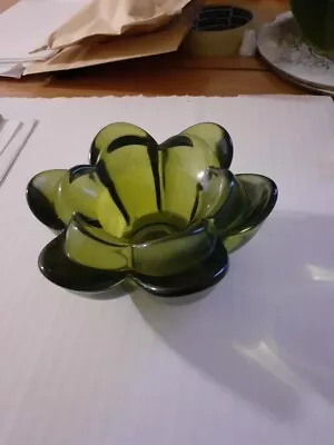 Buy Vintage Heavy Green Glass Candle Holder • 5.50£