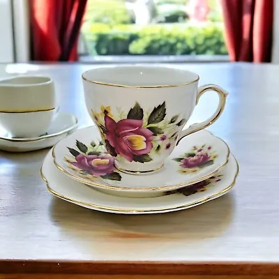 Buy Duchess  Cup Saucer And Small Plate Floral Pattern Trio Vintage Bone China  • 7.99£
