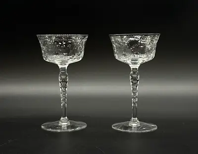 Buy Set 2 Antique Hand Blown Cut Crystal 3 Oz Glass Sherry Wine Glasses Stems Bryce • 49.96£