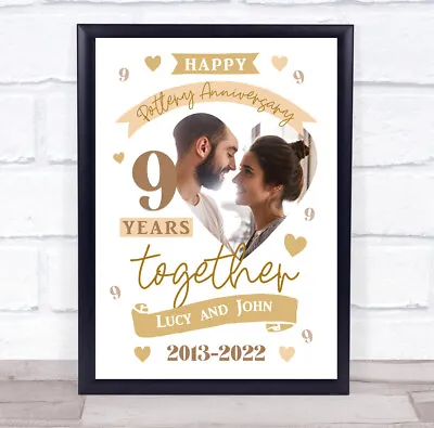 Buy 9 Years Together 9th Wedding Anniversary Pottery Photo Personalised Gift Print • 6.63£