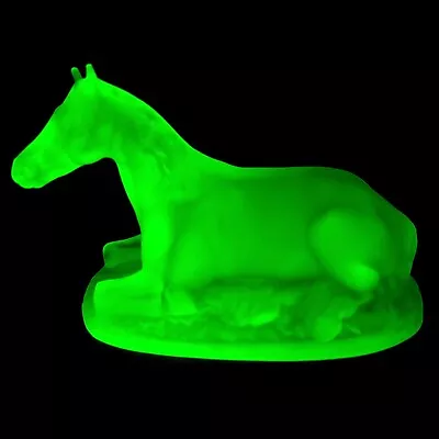 Buy Uranium Glass Horse Vaseline Figurine Yellow Glass Czech • 94.32£
