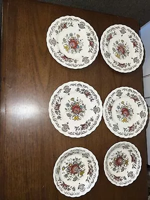 Buy Vtg Myotts Staffordshire England Bouquet Set Of 4 Bread Plates And 2 Berry Bowls • 23.13£