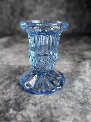 Buy Vintage Art Deco Retro Ice Blue Glass Candle Stick Holder Vanity  • 4.99£