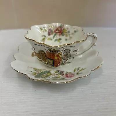 Buy The Foley China Commemorative Queen's 60th Anniversary Tea Cup And Saucer • 7.99£