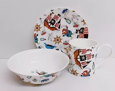 Buy Pirates Breakfast Set Fine Bone China 6.7  17cm Plate Mug & Bowl Children Kids • 21£