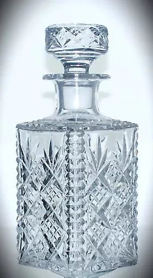 Buy Stunning Heavy Lead Crystal Cut Glass Square Whisky Spirit Decanter  24cm, 1.9kg • 25£