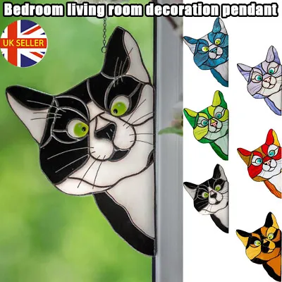 Buy Cat Stained Acrylic Sun Catcher Kitten Window Sticker Suncatcher Glass Decor UK • 7.99£