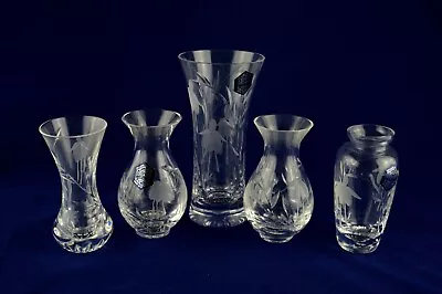 Buy Stuart Crystal  CASCADE  Set Of 5 Mixed Vases - Signed 1st • 42.50£