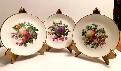 Buy Tuscan English Bone China Set Of 3 Vintage 8 1/4  D. Fruit Motif Plates, Unused • 27.02£