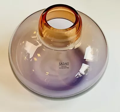 Buy Sasaki Crystal Handcrafted Art Glass Vase Bowl Beautiful Pink/Rose Color W/Stikr • 160.34£