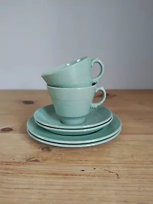 Buy 2x Woods Ware Beryl Green Trio Cup Saucer Side Plate (Utility Vintage) #1 • 9.99£