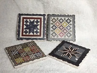 Buy Tile Quilt Design Coasters Highland Woodcrafters USA Set Of 4 • 9.01£