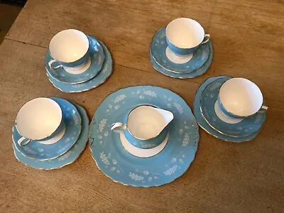 Buy Vintage Colclough Blue Acorn 14 Pieces English Bone China Tea Set • 19.49£