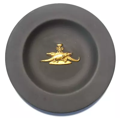 Buy Wedgwood Black Jasperware 11cm Trinket Pin Dish, Gold Egyptian Crocodiles C.1980 • 34.95£
