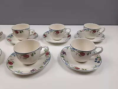 Buy 6 X Poole Pottery CRANBORNE Cups & Saucers - Good Condition • 21£
