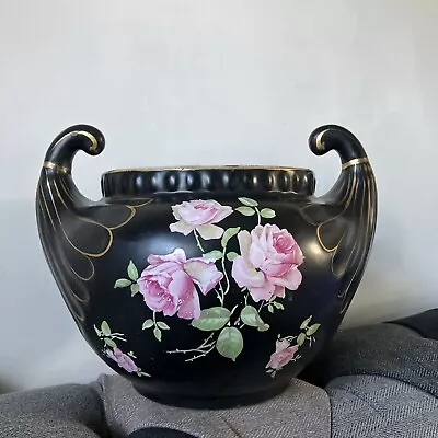 Buy Art Deco Winterton Ware England Large Flower Plot-Vase ,pink Roses,gold,black • 40£