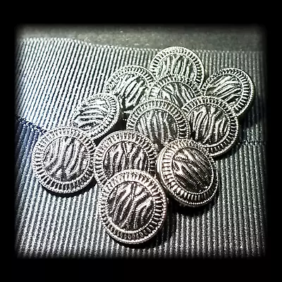 Buy Set Of 11 Vintage BLACK & SILVER GLASS Buttons Czech/Bohemian:  1/2  (13.5mm) • 8.50£