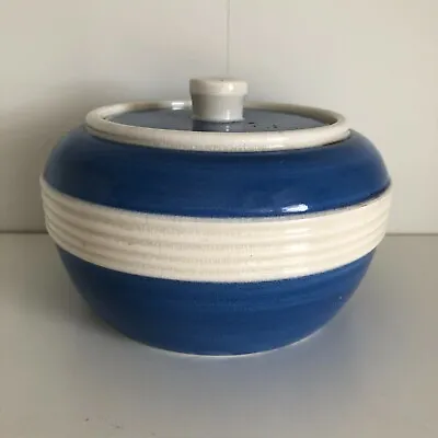 Buy Kirkham Pottery Of Stoke On Trent. Cornishware Style Lidded Pot. 1950's • 24.99£