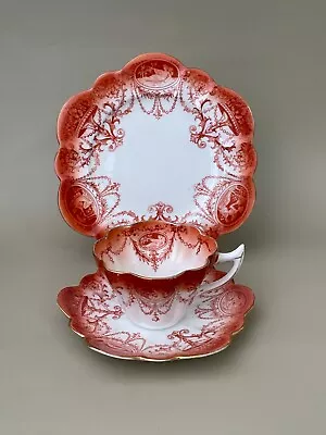 Buy Foley Shelley China Wileman Cameo Rust Teacup Saucer Plate Snowdrop-shape Trio • 123.33£