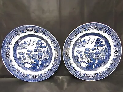 Buy 2 X Churchill China Vintage Blue Willow Pattern Pottery Small Dinner Plates(E) • 12.99£