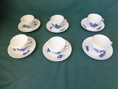 Buy 6  Vintage Royal Copenhagen Blue Flowers Braided Cups And Saucers • 118.59£