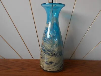 Buy SEA AND SAND Beautiful Blue And Gold Glass Wine Carafe Or Vase MDINA Malta • 129.99£