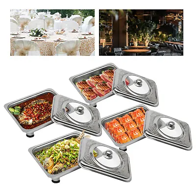 Buy 4-Piece Set Buffet Dish Tray Chafing Dish Stainless Steel Rectangular Food Plate • 30£