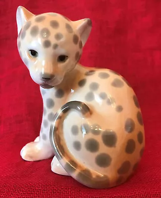 Buy Vintage ЛФЗ/LFZ  MADE IN USSR Cheetah / Leopard Animal Porcelain Figurine. • 25£