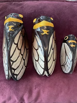 Buy Vintage French Pottery Good Luck Cicada Wall Pockets (believed To Be Majolica). • 40£
