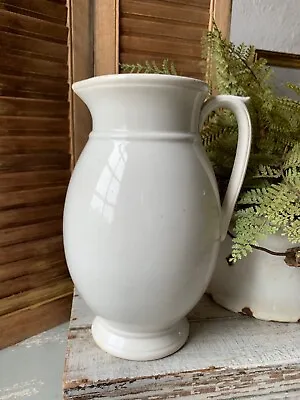 Buy Antique Ironstone Chunky Pitcher Farmhouse Shabby Chic Stained Crazed Patina • 150.61£