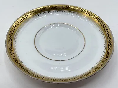 Buy Antique Tuscan China Saucer With A Gold Band Rim Featuring A Greek Design • 5£