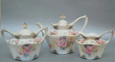Buy Authentic Antique 1890's Rs Prussia Tea Set Teapot Cream Sugar Pink Carnation • 213.38£