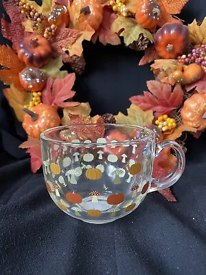 Buy Tk Maxx Halloween ASDA  Pumpkin Cute Cappuccino  Glass Mug Toadstools Autumn • 12.99£