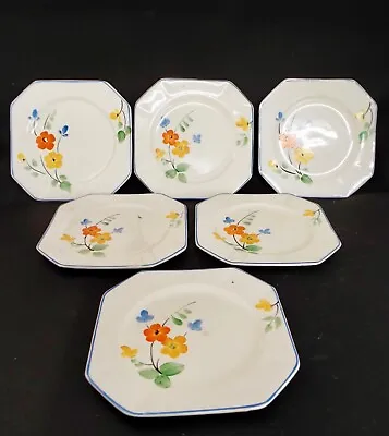 Buy A Set Of 6 WRM Midwinter Art Deco Hand Painted Tea Plates - 6  / 15cm • 22.99£