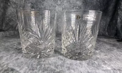 Buy Pair Crystal Vintage Genuine Hand Cut Zawiecie Monika Whisky Tumblers Glass • 14.99£