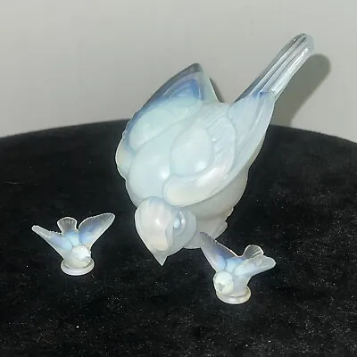 Buy 3 Sabino France Opalescent Glass Sparrow Birds All Signed • 193.94£