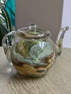 Buy Vintage Handmade Glass Teapot Paperweight Tea Swirling With Bubbles Fantastic  • 12£